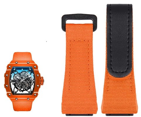 NTALJC Echtes Lederarmband, geeignet für Richard Mille-Nylonarmband, Herren-Schraubendreher RM50/53, Vier- oder Fünf-Stern-Schraubenkopf, 25 mm