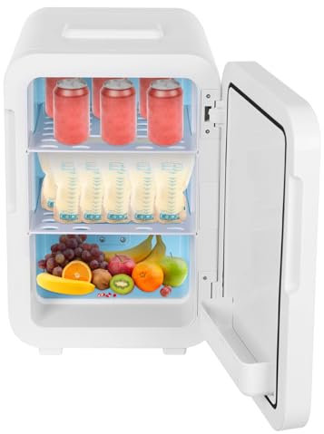 KAPIPALA Mini nevera portátil 16L Nevera independiente con 2 estantes Pantalla digital LED Mini nevera para viajes largos 27.2x34.5x42.2cm 0-10 grados Celsius más