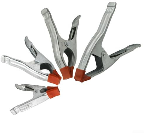 Eawfgtuw 4PCS Heavy Duty Metal Spring Clamps Set Workshop Clips with Rubber Tips Grip Holder Tool for Home Garden DIY Projects 4, 6,7, 9 Inch Non-Slip Silver
