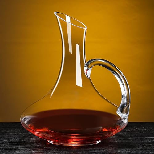 Lvpradior Decantador de vino tinto, aireador de jarra de vidrio, jarra de vino de cristal 100% sin plomo, regalo único y accesorio para los amantes del vino (1.5L-3)