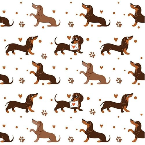 20 Servietten Tiere Dackel-Muster als Tischdeko. Papierservietten mit Motiv Hund Dackel Muster lustig. Dackelmotiv auf Dackelservietten. Auch für Decoupage und Serviettentechnik 33x33cm