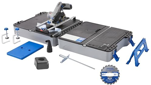 Dremel Blueprint 12V Portable Circular Saw Station with Brushless Motor (incl. Multimaterial Blade, Cutting Guide, Dust Port, 2X Clamps, 2.0 Ah Battery and Fast Charger)