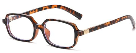 LJCZKA Lunettes Anti Lumiere Bleue Rectangulaire pour Femme Homme Lunettes Petit Carrée Anti Lumière Bleue Lunette Anti Fatigue pour Ordinateur, Jeux (Marron Léopard, 0.0, x)