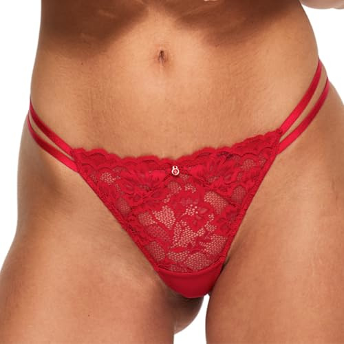 Ann Summers Sexy Lace Thong Low-Rise Knicker for Women Red