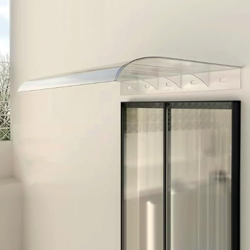 Outdoor Door Canopy Awning Roofing Shelter with Hardware 3.5mm Thick Polycarbonate Cover Window Rain Protection 50x130cm Facade