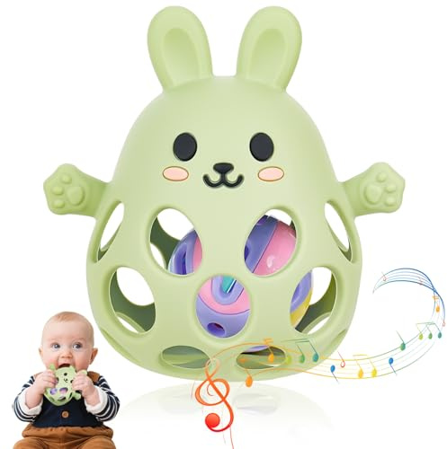 MOXYOY Teething Toys & Rattle Teething Mitten for Baby, Sensory Chew Toy Teethers Grab Ball for Autism, Sensory Toys for Babies 0-6 Months 12-24 Months, Easy to GRAP, Relief to ADHD & Anxiety