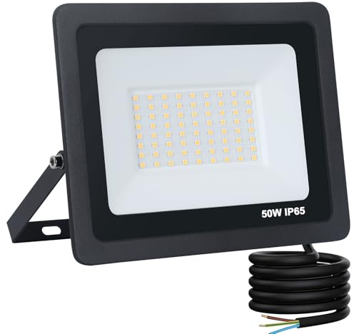 YCZM Foco LED Exterior 50W,IP65 Impermeable Foco Proyector LED,Blanco Neutro 4500K 5000 Lumen Focos LED Exterior,72 leds Terraza Floodlight para Casa,Garaje,Patio,Terraza,Campo【Negro 1 Pieza】