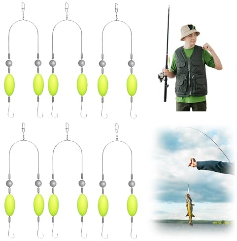 Double-Hook Reverse Bottom Rig, 2025 Süßwasser Salzwasser Angelhaken Set, Anti-Tangle Angelhaken, Haken beständiger Split Haken, Outdoor Angelzubehör für Anfänger, Amateure und Profis