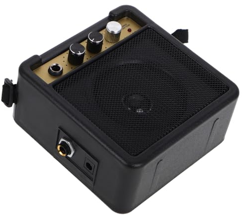 Lurrose Amplificatore Mini per Chitarra Elettrica 5w Effetti Sonori Integrati Struttura Robusta in Plastico e Metallo per Uso Portatile