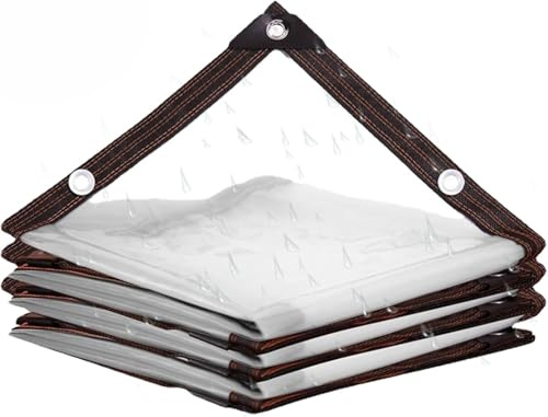Heavy Duty Transparent Tarp, Clear Waterproof Tarpaulin with Eyelets, Tear Resistant and Weatherproof, Ideal for Gazebo and Outdoor Use,