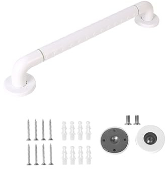 Sinbury Bathroom Grab Bar 304 Stainless Steel Anti-Slip Grab Rail for Bathroom Safety Support Handle for Bathtub Shower Toilet Kitchen Stairway Handrail, Elderly or Disabled (White, 50cm)