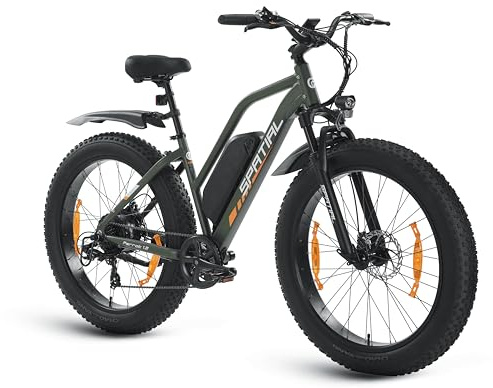 SPATIAL E Bike, E-Bike Herren mit 26 * 4.0 Fat Tire, 48V13AH Akku, Bis zu 150 KM, 85Nm 250W Motor, Offroad Ebike Mountainbike mit Vollfederung, 7-Gang, All-Terrain Elektrofahrrad Herren
