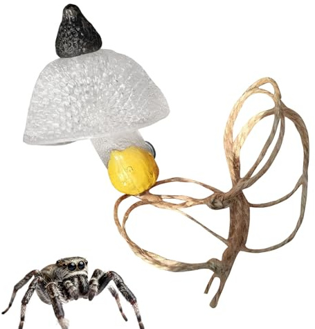 Springende Spinne Terrarien-Dekoration – Realistische Pilz-Reptilien-Tank-Dekoration, springende Spinne, Spiellecken, zum Spielen, Klettern, Ruhen, Terrarien, Gehege, Wohnräume, Landschaften