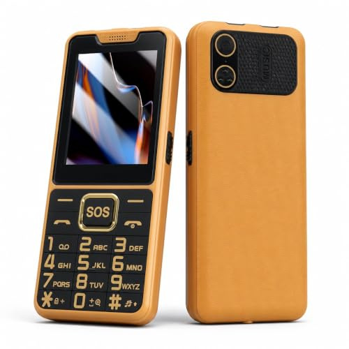 Elprico Cell Phone for Seniors, 4G Phone Unlocked for Seniors, 2.6 Inch Screen, SOS Button, Speed Dial, Big Buttons, Dual SIM Dual Standby, Double Flashlight, 2500mAh Battery (Gold)