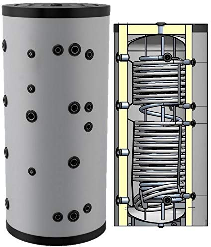 Hygienespeicher, Boiler mit Edelstahlwellrohr zur legionellenfreien Trinkwasseraufbereitung mit 2 zusätzlichen Wärmetauscher, Pufferspeicher, Trinkwasserspeicher 500 Liter