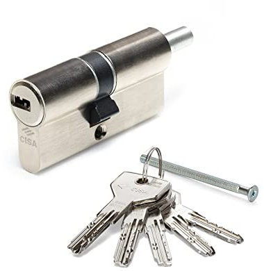 CISA 10E3021801200C5, Cilindro Europeo Asix, Ottone Nichelato, 40/40 mm, Predisposizione per Pomolo, 5 Chiavi