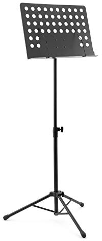 Mad About MUS27-BK Orchestra Music Stand with Integrated Page Holders – Black