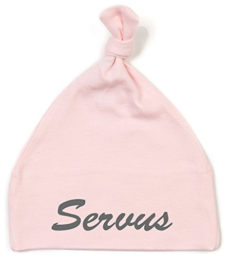 Schnoschi Babymütze in rosa mit Servus hochwertig Bestickt/gestickt