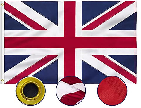 Lixure Union Jack British UK Flag 5ftx3ft/150 x 90cm Heavy Duty Embroidered Banner of 210D Nylon for Outdoor and Indoor