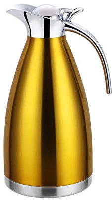 Stainless Steel Double Walled Vacuum Insulated Jug Tea Water Coffee Jug/Insulation Pot/Cafetiere Jug/Water Pitcher with Lid Handle,Gold,1.5 L（4 Hours Insulation）