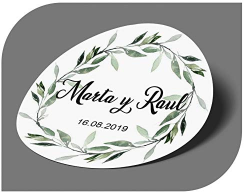 CrisPhy Personalisierbare Hochzeitsaufkleber mit Namen und Datum, Aufkleber für Einladungen, Hochzeit, Taufe, Verlobung, Geburtstag, Party, Weihnachten, Vintage, Stempel