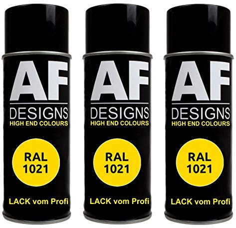 Alex Flittner Designs 3X Ral Pintura en Espray Pintura Coche Laca Colorida Lata de Aerosol RAL1021 Amarillo Colza Mate