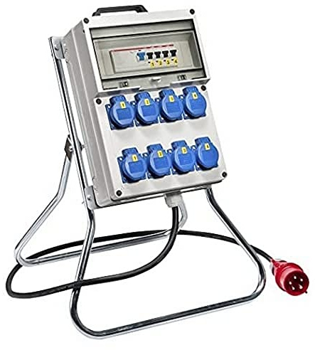 VOTHA® Kunststoff-StandverteilerKÖLN mit FI-Schalter Eingang CEE 32 A, 400 V, Steckdose 230 V~ 3, CEE 16 A, 400 V~ 2, CEE 32 A, 400 V~ 1, LS 16 A, 1-polig, C 1, LS 16 A, 3-polig, C 1