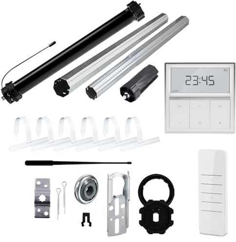 NOBILY Rolladen-Komplett-Set f. 60mm Achtkantwelle Mechanischer Funk Maxi-Rolladenmotor 20Nm + Rolladen Wandsender + Mechanik-Set, Gesamtlänge bis 2,0 Meter