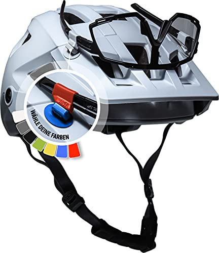Magnet Brillenhalter für Helme & Fahrradlenker StiQx - Nie Wieder verkratze Brillen - Sicherer Halt auf den härtesten Trails!! (Brillenhalter Schwarz, Größe L - Helmhalter Schwarz)