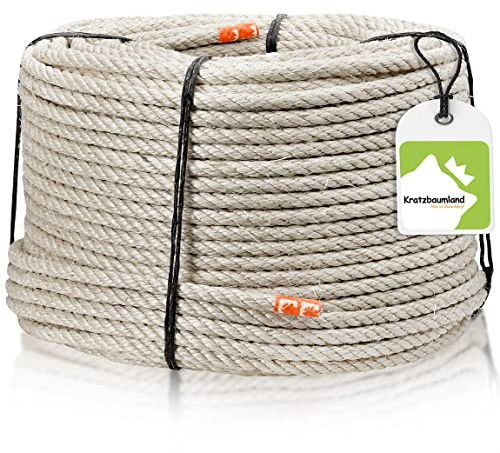 Kratzbaumland Premium-Sisalseil grau 8 mm, graues Sisalseil für Kratzbäume (versch. Längen) (20 Meter)