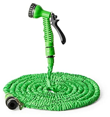 jiande Tubo del Tubo da Giardino 5 0ft Tubo for Giardino espandibile, Anti-Perdita - Tubo Flessibile in espansione con 8 ugelli di spruzzo Funzione Verde 3 Volte Tubo dell'Acqua telescopico