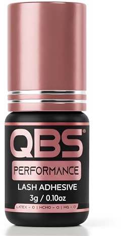QBS® PERFORMANCE Russian Volume Adhesive | Perfect for Premade Volume Fans | Eye Lash Glue Strong Bond | Semi Permanent Eyelash Glue | Waterproof Black Adhesive | 7 Week Retention (3g)