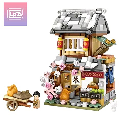 LOZ 1742 Building Blocks Chinese Market Series Architecture Model Rice Shop Creative Educational Toy Construction Toy