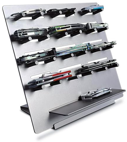 METALTER Pocket Knife Display Holder, EDC Tool and Multitool Storage Stand, Aluminum Alloy 12 inches, Dark Gray