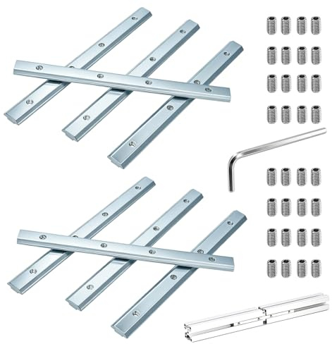 Wkmamo 8 Stk Streckenverbinder 30x30, Stahl Profilverbinder Schrauben T-Nut | 180x16x5mm, M6x12 Schrauben, 304 Edelstahl, Nut 8mm, 30x60, CNC 3D-Drucker, Schraubenschlüssel, verzinkt