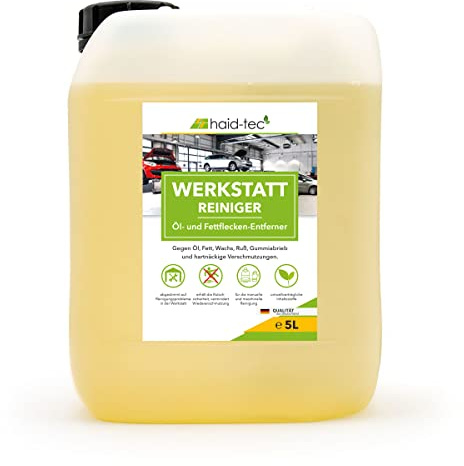 haid-tec Werkstatt Reiniger - Reinigungsmittel für Garagenboden, Werkstattboden - Ölfleckenentferner, Industriereiniger - Konzentrat - biologisch abbaubar - made in Germany (5 Liter)
