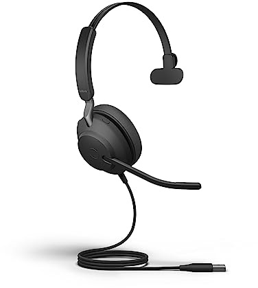 Jabra Evolve2 40 SE - Auriculares Mono con Cable con cancelación de Ruido, Cuenta con tecnología de Llamada de 3 mics y Cable USB-A, Funciona con Todas Las Plataformas de comunicaciones unificadas