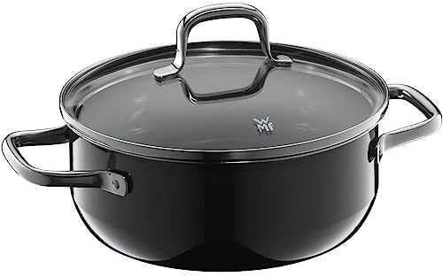 WMF Fusiontec Essential Kochtopf groß, 20 cm, Glasdeckel, Bratentopf Induktion, 2,4l, High-Tech Keramik, kratzfest, unbeschichtet, schwarz, Made in Germany