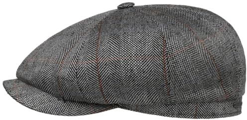 Stetson Hatteras Pascoli Flatcap Elegante Seidencap Made in EU Herren Frühjahr Sommer anthrazit 56 cm