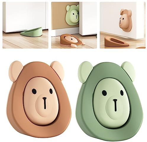 Lot de 2 butoirs de porte en plastique pour chambre d'enfant - Fermeture Porte, Bloc Porte Interieur - Sans perçage - Autocollant mural