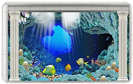 ROOZEE Wall Underwater World Fisch-Flanell-Fußmatte, rutschfest, 80 x 49 cm, leicht zu reinigen und zu pflegen, langlebig, dick und angenehm zu fühlen