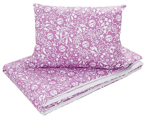 Bellochi Kinderbettwäsche 100x135, Kinderbettdecke 100x135 Set mit Kissen, Kinderdecke 100x135 weich und atmungsaktiv - aus 100% Baumwolle - Purple