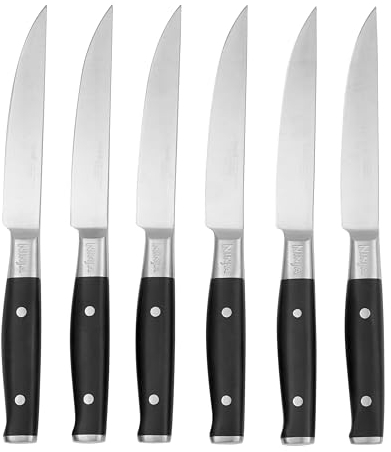 Ninja Foodi StaySharp 6 Steak Knives for use with StaySharp Knife Sharpener, 6-Piece Set, Stainless Steel with Sharp Precise Non-Serrated Blades and Comfortable Handles, K32106UK