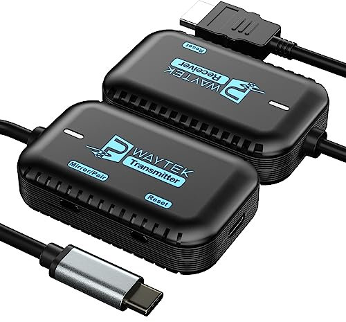 PWAYTEK Émetteur et récepteur HDMI sans fil de type C, kit d'extension HDMI sans fil portable 2,4 G/5 G pour le streaming vidéo et audio vers un ordinateur portable/téléphone/boîtier TV/projecteur