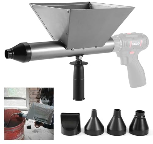 DUXINN Electric Mortar Grout Gun, Portable Cement Grouting Machine, Reusable Mortar Pointing Gun for Brick, Grout Applicator Caulking Finishing Tool with 4 Nozzles (Without Electric Drill)