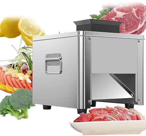 Qiang 850W Cortadora Fiambre Eléctrica 150Kg/H Rebanadora Carne De Acero Inoxidable Comercial,Cortafiambres Profesional Cortadora De Carne Y Verduras,para Restaurante/Deli/Carnicero,2.5-21mm