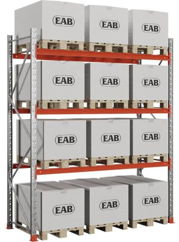 Kaiser + Kraft Palettenregal Space | Verzinkt/orange, HxBxT 3500 x 2930 x 1100 mm, Fachlast 3000 kg, Grundregal