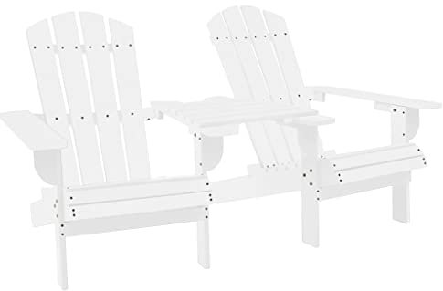 AJSEOYBS Gartenmöbel,Terrassenstühle,Atmungsaktive Gartenmöbel,Garten-Adirondack-Stühle mit Teetisch Massivholz Tanne Weiß,Comfy Lounge Chair, Outdoor Möbelfür Rasen, Garten, Balkon im Freien usw