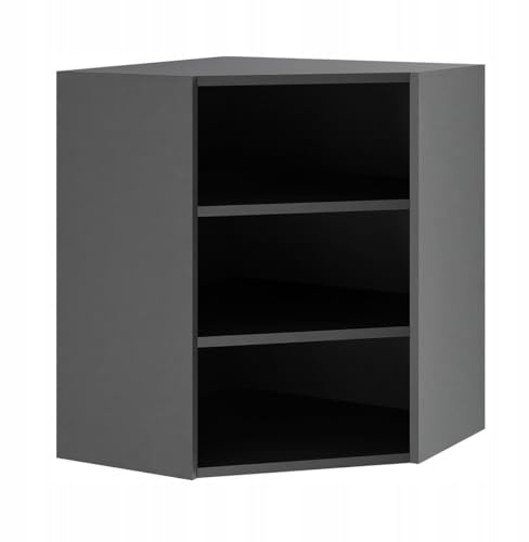 Laclar Oberschrank Eckküche 60/72 cm - Küchenschrank mit Einlegeböden - Soft-Close-Scharniere - stabile 18 mm Möbelplatte - modular kombinierbar - Schwarz