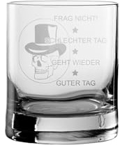 Der-Porzellan-Laden Whiskyglas mit Gravur, 320 ml, Whisky Glas mit Skala Guter Tag Schlechter Tag, spülmaschinenfest